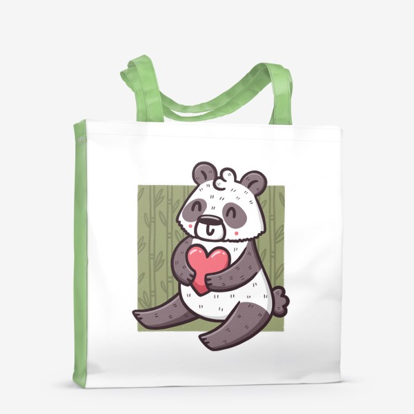 Сумка-шоппер «Милая панда с сердцем в бамбуковом лесу»
