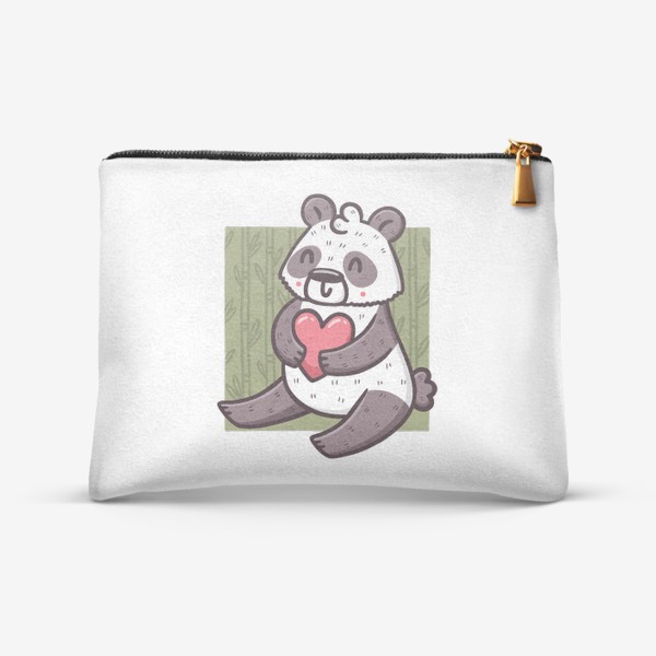 Косметичка «Милая панда с сердцем в бамбуковом лесу»