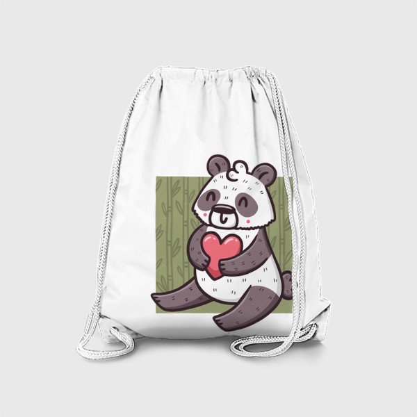 Рюкзак «Милая панда с сердцем в бамбуковом лесу»