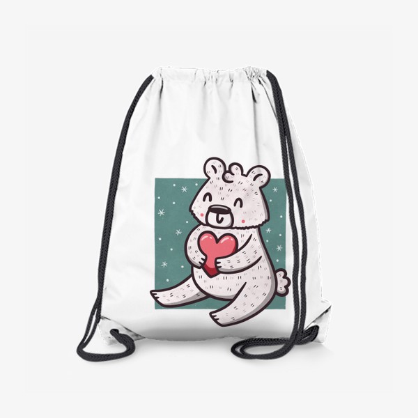 Рюкзак «Белый медведь с сердцем. Снежинки»