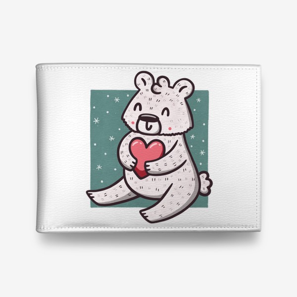 Кошелек «Белый медведь с сердцем. Снежинки»