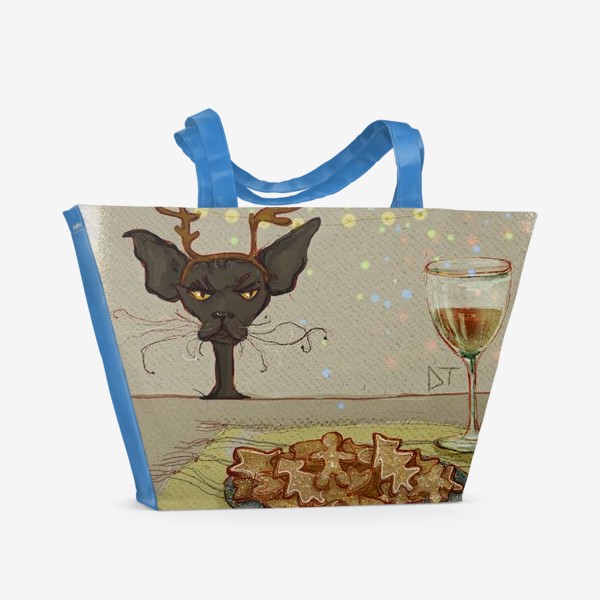Пляжная сумка «Кот и имбирное печенье»