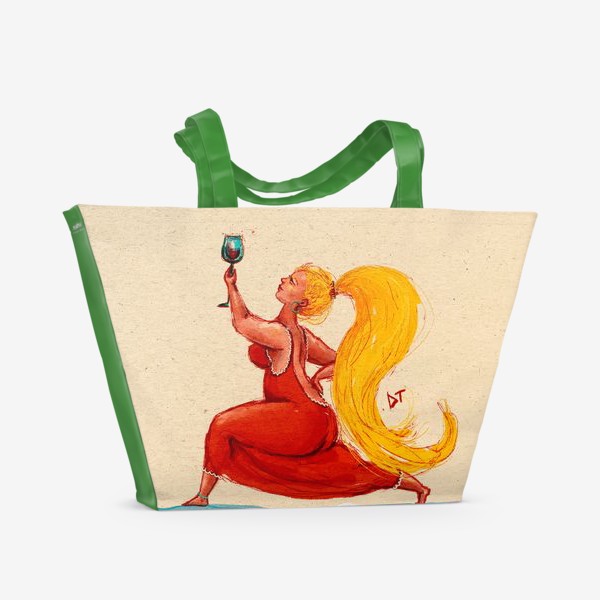 Пляжная сумка «Йога и вино 2»