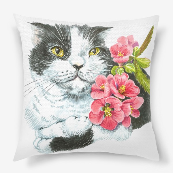 Подушка «Котик в цветах»