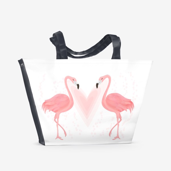 Пляжная сумка «Любовь розовые фламинго»