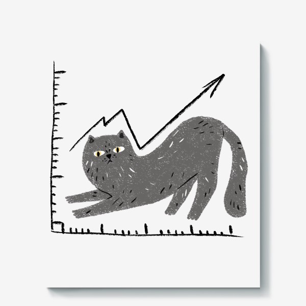 Холст «Кошачий график, смешной серый кот»