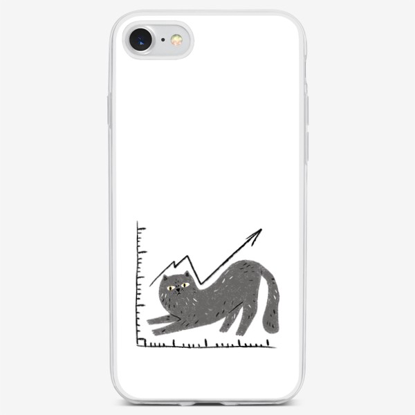 Чехол iPhone «Кошачий график, смешной серый кот»