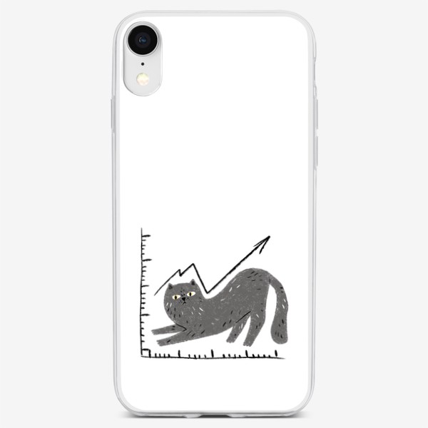 Чехол iPhone «Кошачий график, смешной серый кот»