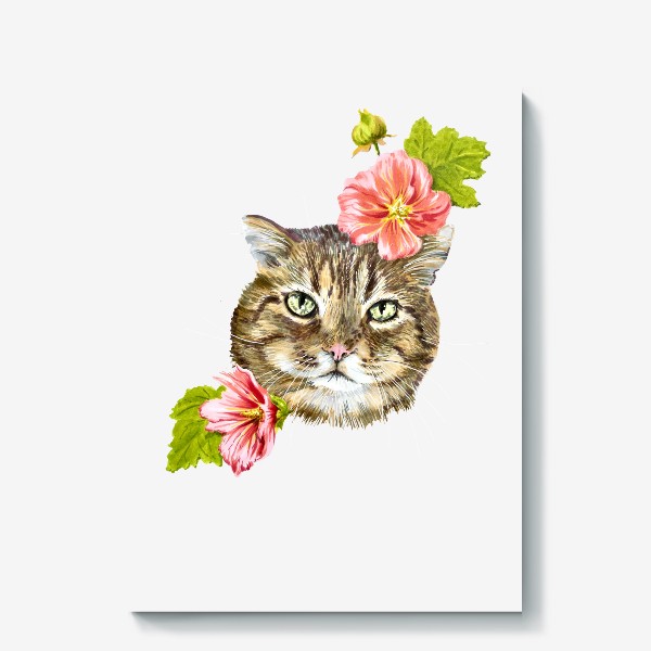 Холст «Дворовый кот в цветах »