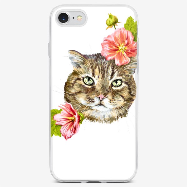 Чехол iPhone «Дворовый кот в цветах »