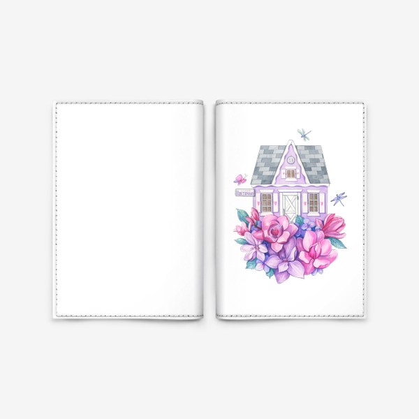 Обложка для паспорта «Домик с цветами 3»