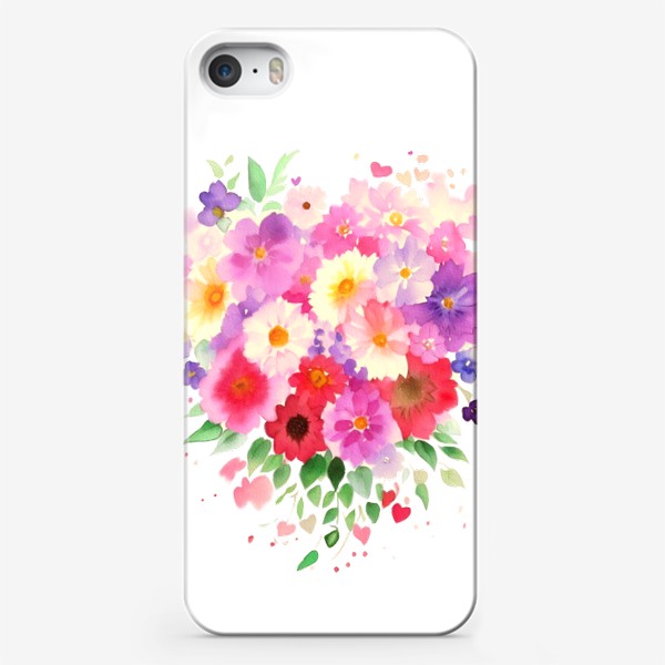 Чехол iPhone «Акварельные цветы. Букет Сердце из цветов 2»