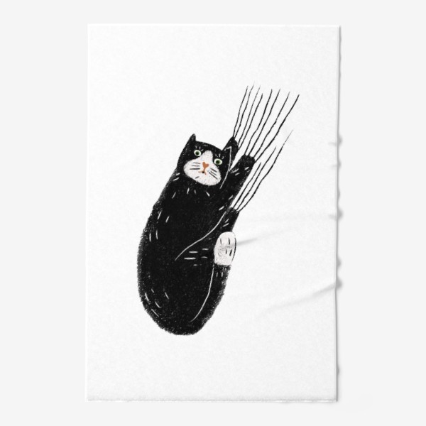 Полотенце «Забавный черный котик царапун. Смешные коты и кошки»