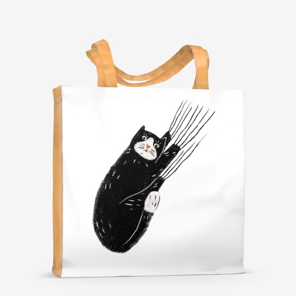 Сумка-шоппер «Забавный черный котик царапун. Смешные коты и кошки»