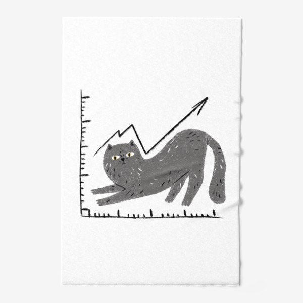 Полотенце «Кошачий график, смешной серый кот»