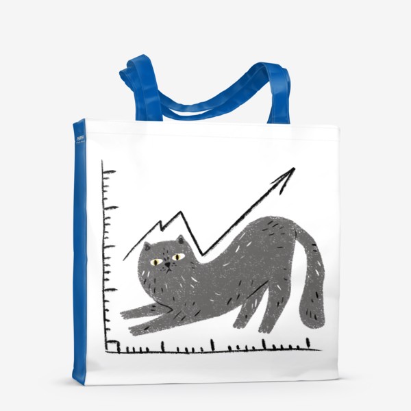 Сумка-шоппер «Кошачий график, смешной серый кот»