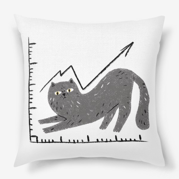 Подушка «Кошачий график, смешной серый кот»