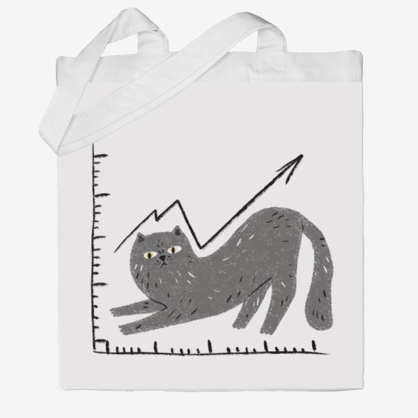 Сумка хб «Кошачий график, смешной серый кот»