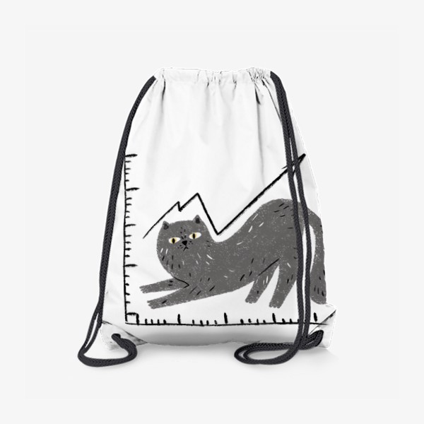 Рюкзак «Кошачий график, смешной серый кот»