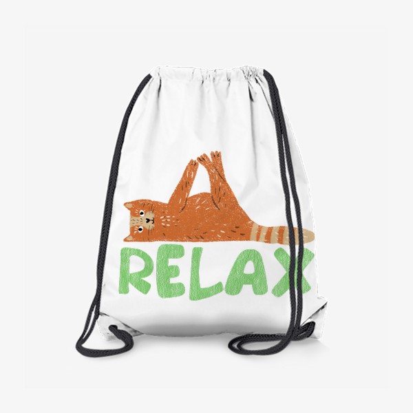 Рюкзак «Смешной рыжий кот на расслабоне, надпись "Relax". Милые коты и кошки»