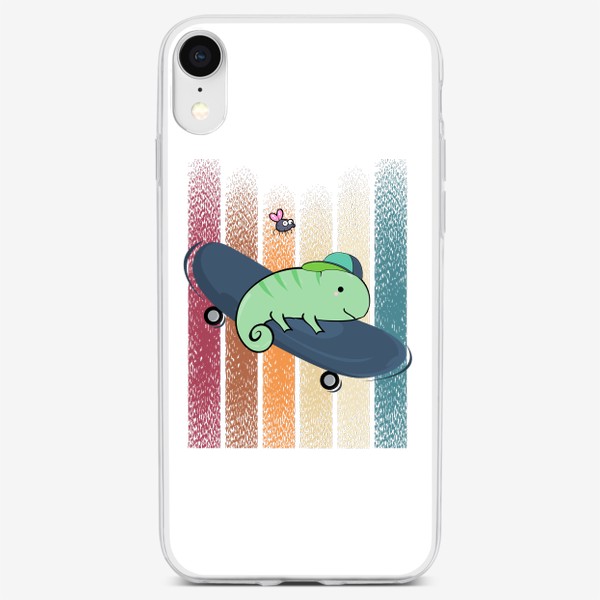 Чехол iPhone «Хамелеон на скейте»