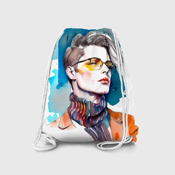 Рюкзак «Стильны парень в очках, акварель»