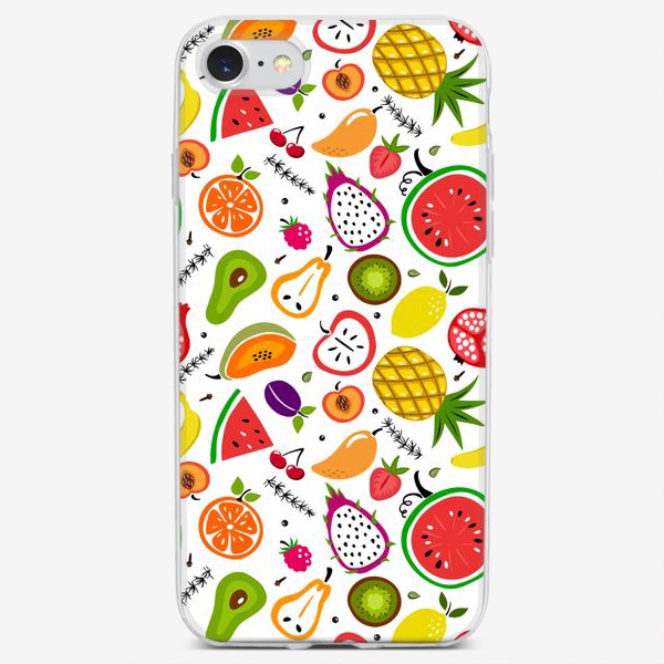 Чехол iPhone «Летний принт. Ягоды, фрукты и специи»