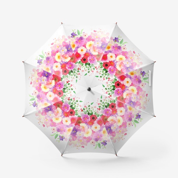 Зонт &laquo;Акварельные цветы. Букет Сердце из цветов 2&raquo;