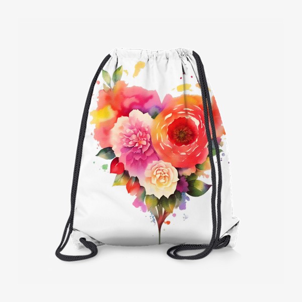 Рюкзак «Акварельные цветы. Букет Сердце из цветов 3»