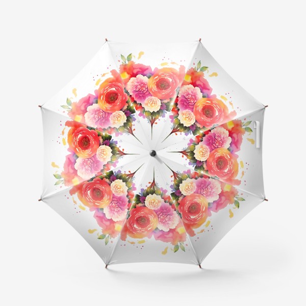 Зонт &laquo;Акварельные цветы. Букет Сердце из цветов 3&raquo;