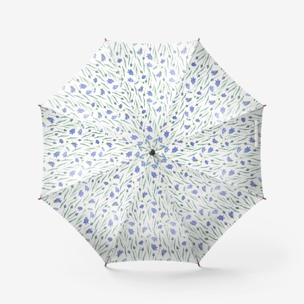 Зонт «Колокольчики цветочный акварельный паттерн на белом»