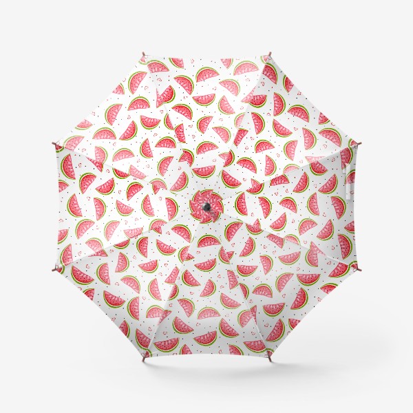 Зонт «Дольки арбуза и сердечки. Летний сочный принт»