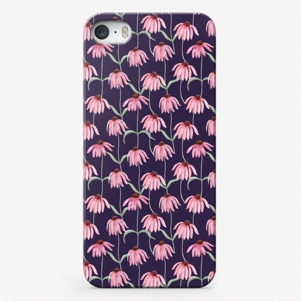 Чехол iPhone «Цветочный акварельный паттерн Эхинацея»