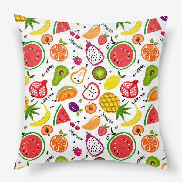 Подушка «Летний принт. Ягоды, фрукты и специи»