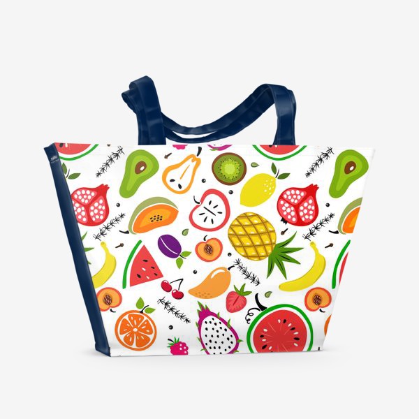 Пляжная сумка «Летний принт. Ягоды, фрукты и специи»