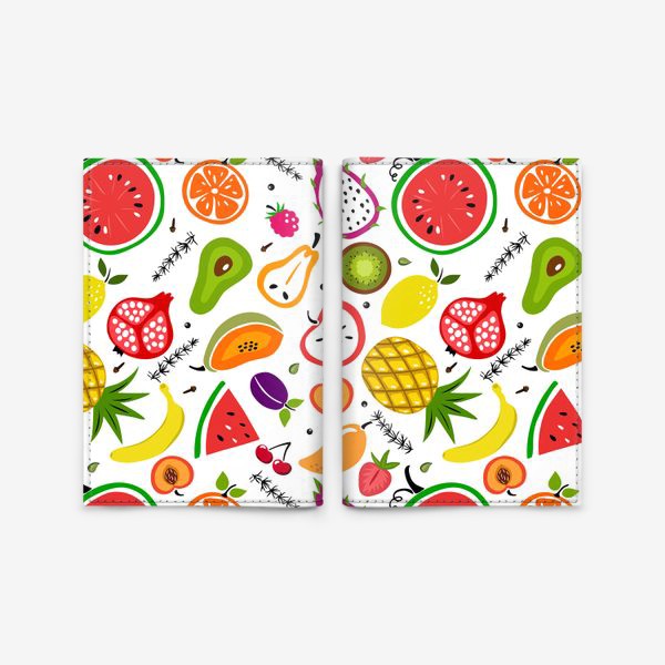 Обложка для паспорта «Летний принт. Ягоды, фрукты и специи»