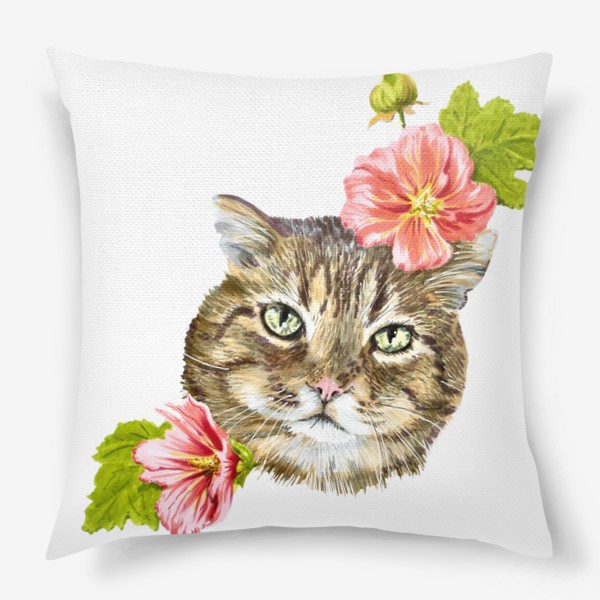 Подушка «Дворовый кот в цветах »