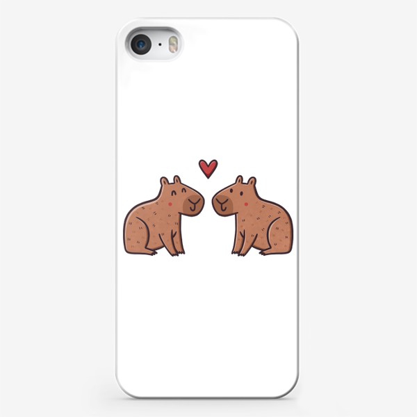 Чехол iPhone «Милые капибары и любовь. Сердце. Подарок для любимых»