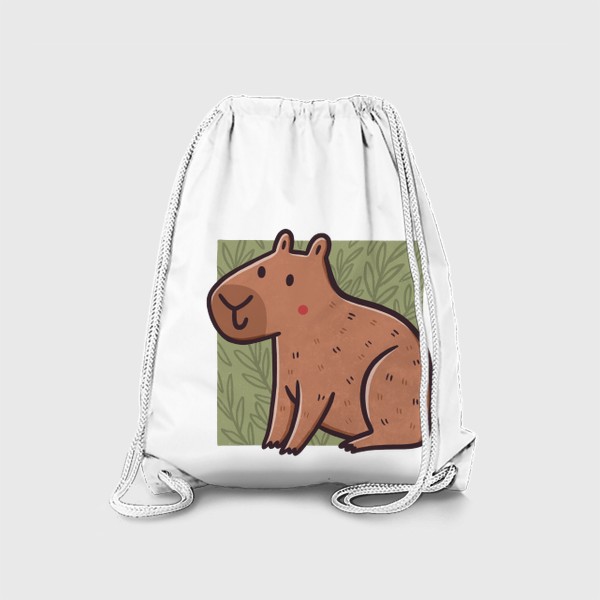Рюкзак «Милая капибара на фоне листьев»