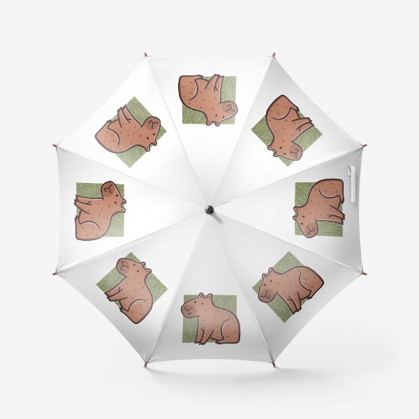 Зонт «Милая капибара на фоне листьев»