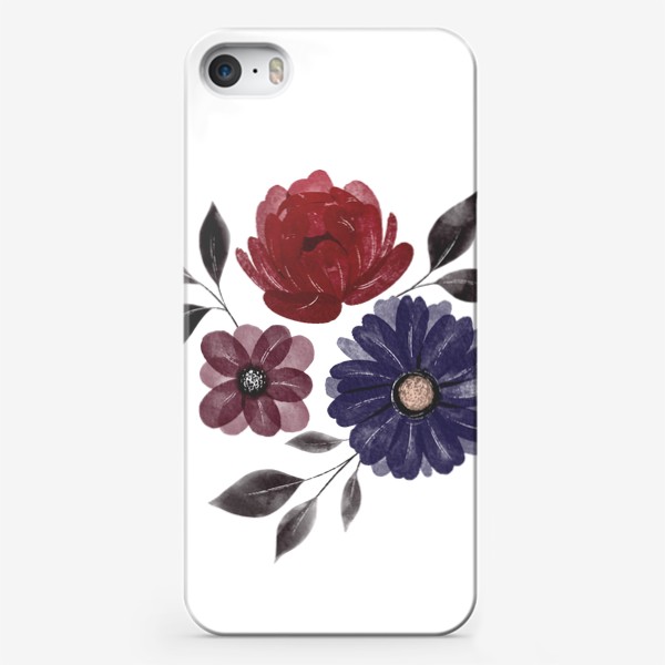 Чехол iPhone «Готичные благородные темные цветы, красивый акварельный букет в готическом стиле»