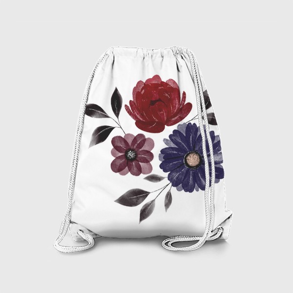 Рюкзак «Готичные благородные темные цветы, красивый акварельный букет в готическом стиле»