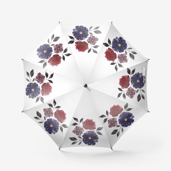 Зонт &laquo;Готичные благородные темные цветы, красивый акварельный букет в готическом стиле&raquo;