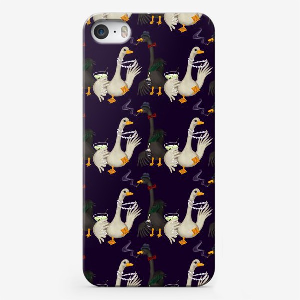 Чехол iPhone «Паттерн весёлые празднующие гуси»