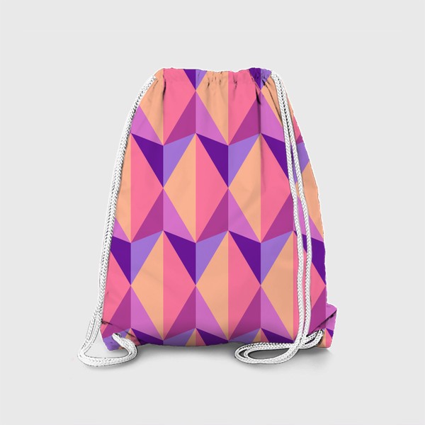 Рюкзак «Геометрическая иллюзия цвета заката. Сиреневые ромбы»