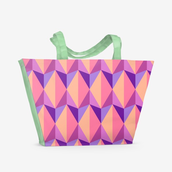 Пляжная сумка &laquo;Геометрическая иллюзия цвета заката. Сиреневые ромбы&raquo;