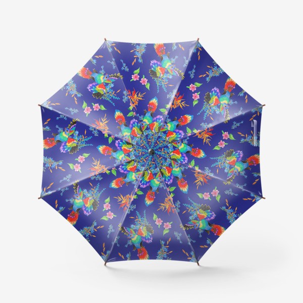 Зонт «Яркие птицы на синем»