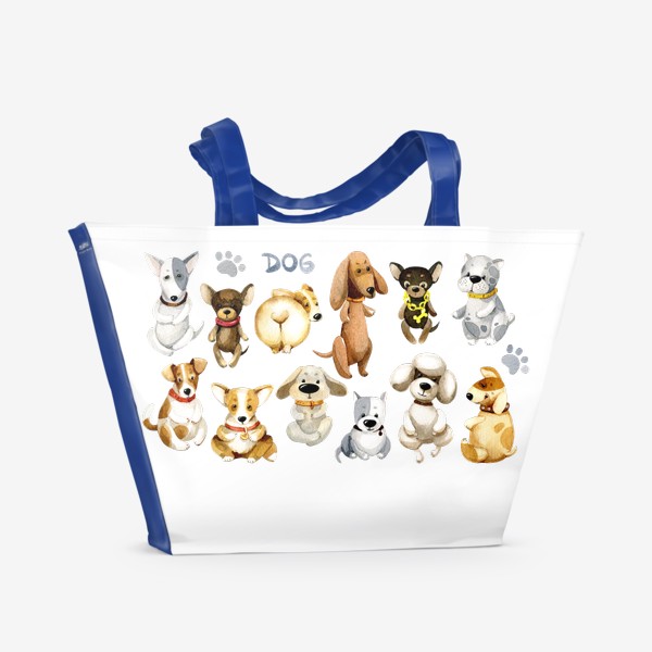 Пляжная сумка «Акварельные собаки 1»