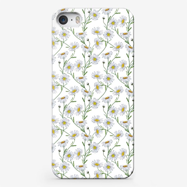 Чехол iPhone «Белые садовые ромашки Летний бесшовный паттерн Дачные цветы»