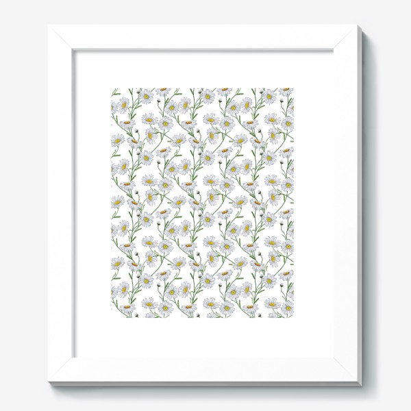 Картина «Белые садовые ромашки Летний бесшовный паттерн Дачные цветы»